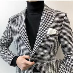 Slim Fit Casual Men's Blazer Houndstooth Fashion Style Business Man Suit Jacket Notch Lapel 1 Pc Check Wedding Coat for Prom