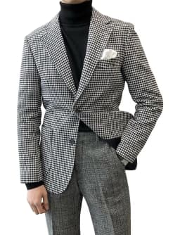 Slim Fit Casual Men's Blazer Houndstooth Fashion Style Business Man Suit Jacket Notch Lapel 1 Pc Check Wedding Coat for Prom