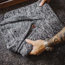 Maden Men's Vintage Shawl Collar Sweater Grey Quiet Luxury Knit Pullover Warm Base Layer for Autumn and Winter 100% Cotton Tops