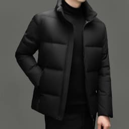 Real 90% White Duck Down Parka Coat 2025 Winter Men Classic Stand Collar Puffer Jacket Warm Simple Solid Duck Down Zipper Coat