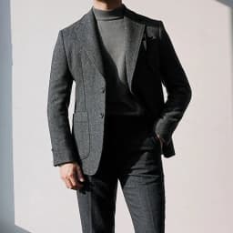 Autumn and Winter British Retro Wool Herringbone Men's Suit Jacket European and American Thick Tweed Woolen Coat