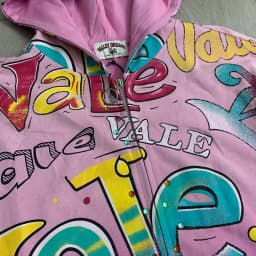 VALLEY Oversized Vintage Graffiti Cursive Text Zip Hoodie All Over Print Fit Y2K Hip Hop Sweatshirt Men's Clothing