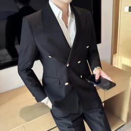 2023 Classic Luxury Mens Double Breasted Suit Jacket Groom Wedding Tuxedos Business Casual Blazer Social Club Outfits Suit Coat