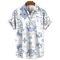 2024 Sailing World Graphic 3D Print Men's Vintage Shirt Fashion Casual Hawaiian Beach Style Summer Oversized Shirts for Men