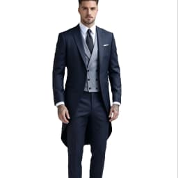 Navy Blue Men Tailcoat Formal Dress 3PCS Suit Swallow Tail Coat Male Jacket Vest Pants for Party Wedding Dance Magic Performance