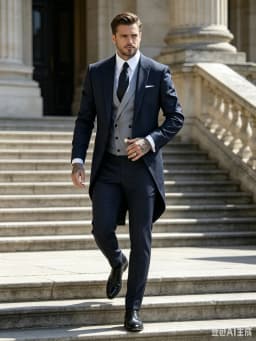 Navy Blue Men Tailcoat Formal Dress 3PCS Suit Swallow Tail Coat Male Jacket Vest Pants for Party Wedding Dance Magic Performance