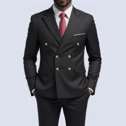 Men Double Breasted Suit Black Slim Fit High Quality Wedding Costume Party Prom Gold Button Male Suits
