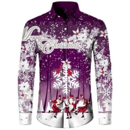 2025 Men's Fashion Retro Santa 3D Print Shirt Long Sleeve Y2K Style Vintage Christmas Party Wear Comfort Fit