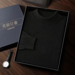 100% High-Quality Cashmere Men's Autumn and Winter Pullover, Semi High Neck Classic Versatile Warm Sweater Jacket