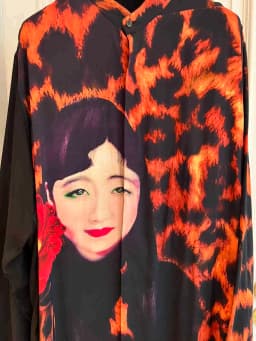 TOP-YAMAMOTO original design silk leopard print long shirt Paris fashion show silhouette long shirt