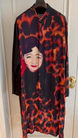 TOP-YAMAMOTO original design silk leopard print long shirt Paris fashion show silhouette long shirt