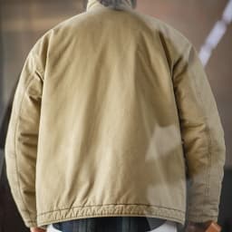Maden Men's Vintage N-1 Deck Jacket Heavyweight Cotton Filled Short Coat Stand Collar Warm Windbreaker