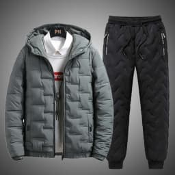 Tracksuit Men Winter Warm Men Down Cotton Jacket Zipper Coat+Down Pants Two Piece Sets Fashion Mens Joggers Set Sweat Suit 5XL