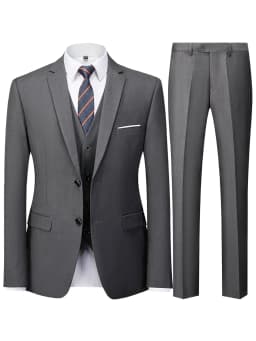 Men's Burgundy 2-Piece Suit Set (Blazer + Trousers Only, No Vest Included),Slim Fit Formal Business Wedding Party Jacket & Pants