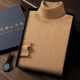 Autumn Winter New 100% Cashmere Sweater Men's Turtleneck Turtlenecks Knit Pullovers Youth Loose Warm Business Casual Solid Top