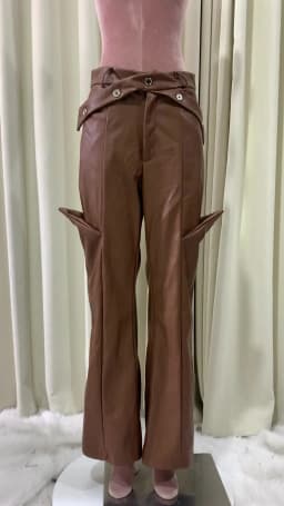 Mauroicardi Spring Autumn Long Loose Casual Brown Black Pu Leather Pants Men Luxury Designer Clothing Wide Leg Trousers 2023