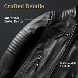 Genuine Cowhide Leather Biker Jacket Men's Slim Fit Short Motorcycle Coat Embroidery