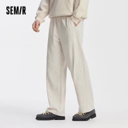 Semir Men Pants Solid Loose Straight Drawstring Knit Soft Touch Casual Style Autumn Trousers Urban Daily Wear 2026