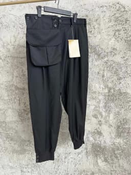TOP-YAMAMOTO large flip pocket casual pants, the same style as the casual show, with a wool waist strap and a slim fit