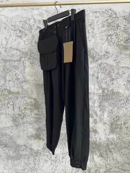 TOP-YAMAMOTO large flip pocket casual pants, the same style as the casual show, with a wool waist strap and a slim fit