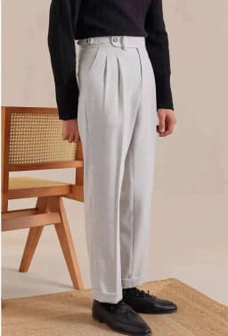 Naples High Waist Linen Suit Pants Men Breathable Straight Leg Office Trousers Men Pantalon Costume Homme Men's Social Trousers