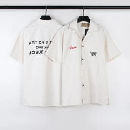 Gallery dept embroidery letters American retro old tooling short-sleeved shirt with