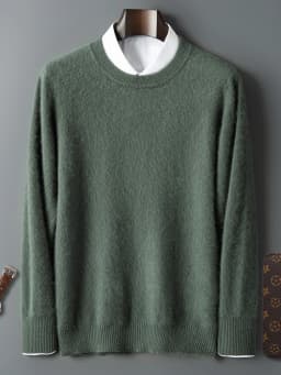 ANGEL Autumn Winter Men's O-neck Sweater Cashmere Pullovers Basic Casual Long Sleeve 100% Mink Cashmere Knitwear Male Clothing