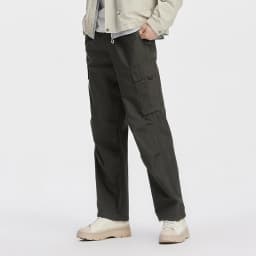 Semir Men Pants Loose Straight Outdoor Cargo Knee Pleat Drawstring Waist Utility Casual Autumn Trousers Daily Wear 2026