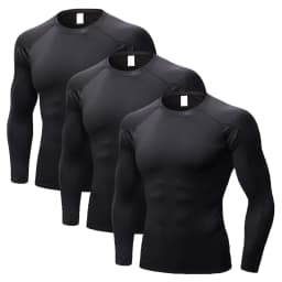LANBAOSI 3 Pack Men's Long Sleeve Compression Shirt Quick Drying Workout Undershirt Athletic Base Layer Tights for Running