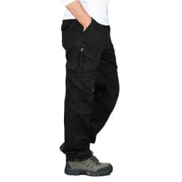 2026 New Winter Autumn Men Cargo Pants Cotton Straight Slacks Multi Pockets Casual Tactical Work Trousers