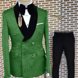 Gray Formal Suit for Men Floral Jacket Pants 2 Piece Set Party Wedding Groom Tuxedo Elegant Men's Suit Handsome Blazer