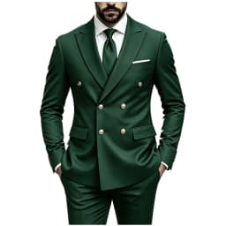 Men's Peak Lapel Double Breasted Golden Button Flap Pocket Business Commute Suit Men Trending Luxury Formal Slim Fit Groom Suit