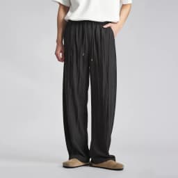 Fashion Men's Lyocell Linen Solid Straight Pants 2026 Summer Loose Side Seam Split Soft Draped Breathable Wide Leg Trousers