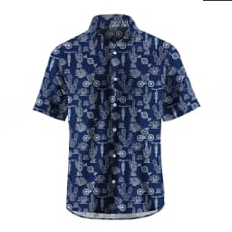 Men's Shirt Short Sleeve Plaid Bicycle Print Button Shirt Summer Beach Shirt Camping Shirt Men's Short Sleeve Shirt