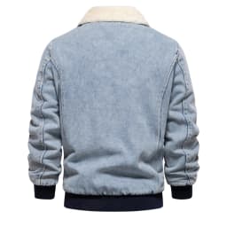 AIOPESON Autumn Winter Fur Collar Jacket for Men Warm Thicken Fleece Men's Jeans Jacket and Coat Casual Fashion Denim Jacket Men