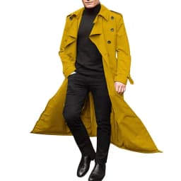 KIDWHXR Autumn Men Trench Coat Turn Down Collar Male Overcoat Simple Solid Mid Length Long Sleeve Man Windbreak Outerwear