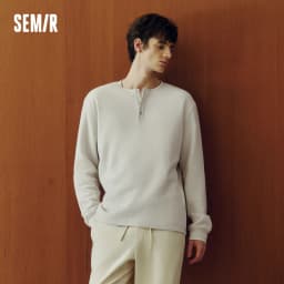 Semir Long Sleeve T-Shirt Men Waffle Texture Solid Versatile Base Layer Winter 2025 New Inner Wear Henley Collar Men's Wear