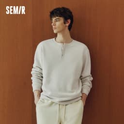 Semir Long Sleeve T-Shirt Men Waffle Texture Solid Versatile Base Layer Winter 2025 New Inner Wear Henley Collar Men's Wear