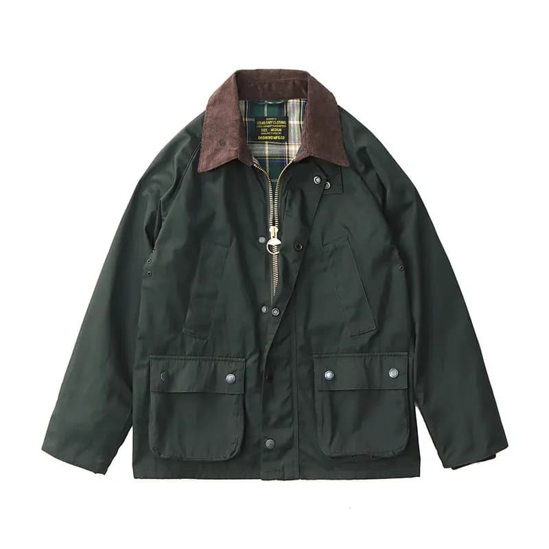 Men's new workwear wax jacket Ami khaki American retro corduroy lapel jacket