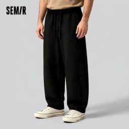 Semir Knitted Pants Men 2026 Spring Loose Curved Blade Commute Basic Versatile Casual Comfortable Daily Wear Trousers
