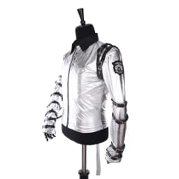 Impersonator Michael Jackson Costumes Jacket BAD Tour Silver Removable Triangle Bodysuit