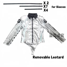 Impersonator Michael Jackson Costumes Jacket BAD Tour Silver Removable Triangle Bodysuit