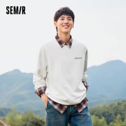 Semir Sweater Men 2026 New Spring Heating Bacteriostatic Fleece Inner Wear Top Fashion Printed