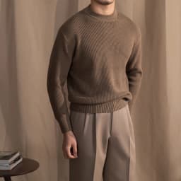 Lusanxian Birthday Leisure Micro-wide Thick Needle Crewneck Knitwear 30% Wool Pullover Long Sleeve Warm Sweater for Men