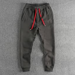 Autumn Winter New American Retro Thickened Velvet Sweatpants Men's Simple Washed Heavyweight Drawstring Sports Ankle-tied Pants