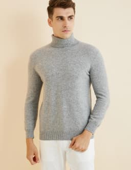 Knit Sweater for Men 100% Merino Wool Turtleneck Wool Sweater Fall Winter Warm Long Sleeve Pullover Male Korean Luxury Clothing