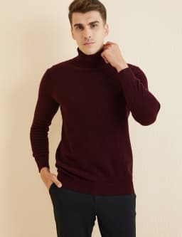 Knit Sweater for Men 100% Merino Wool Turtleneck Wool Sweater Fall Winter Warm Long Sleeve Pullover Male Korean Luxury Clothing