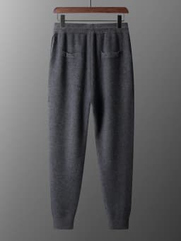 Autumn and Winter Thickened High Waisted 100% Merino Wool Men's Pants Small Leg Pants Casual Business Knitted Sweatpants Warm