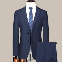 Suit (Blazer+Pants) Men's Fashion Business Outdoor Gentleman Trend Solid Color Casual Slim-fit Wedding Host Gentleman Suit S-6XL