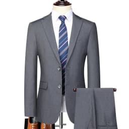 Suit (Blazer+Pants) Men's Fashion Business Outdoor Gentleman Trend Solid Color Casual Slim-fit Wedding Host Gentleman Suit S-6XL